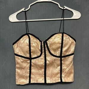 A+ Lace Corset Blouse Lingerie Layered Spaghetti Strap Floral Lined Sexy Lounge